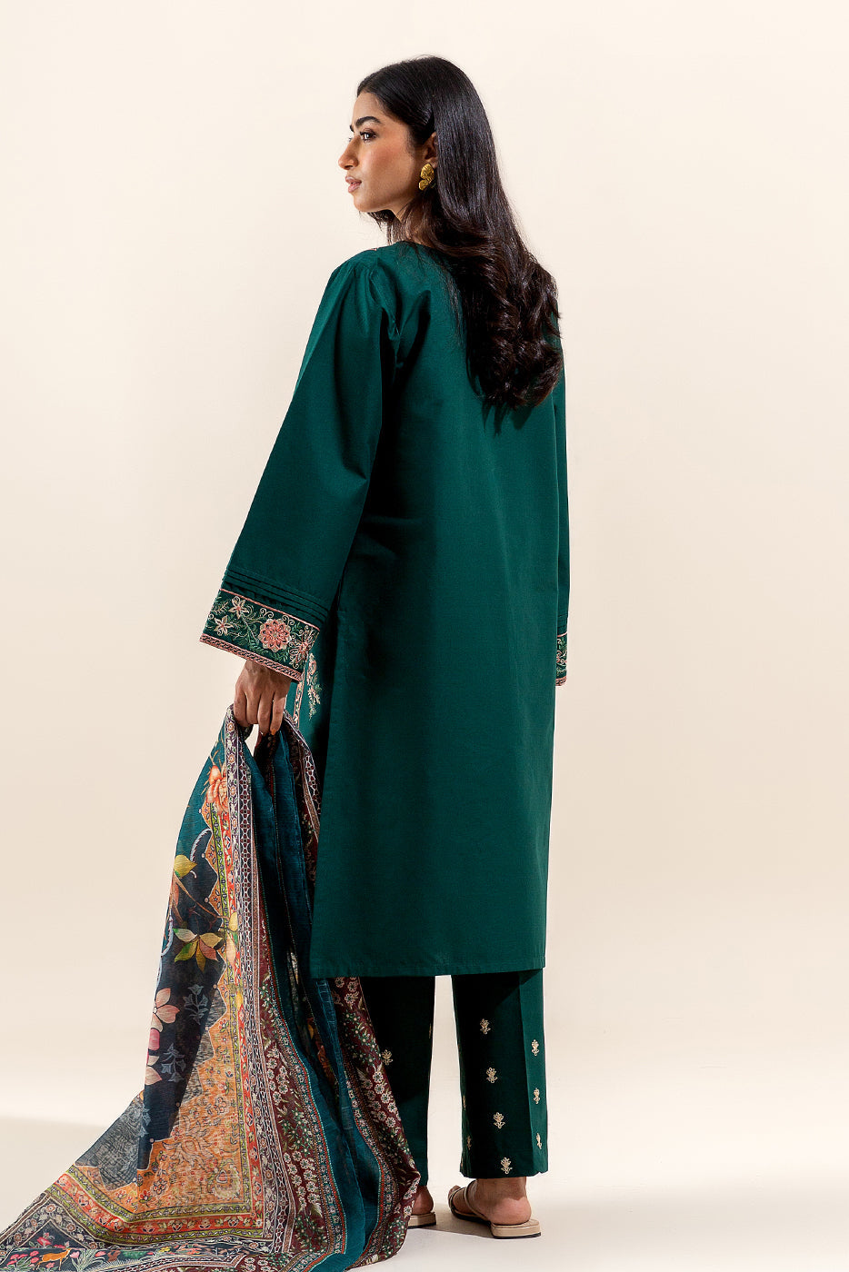 3 Piece Embroidered Lawn Suit-Opulent Rust (Unstitched)