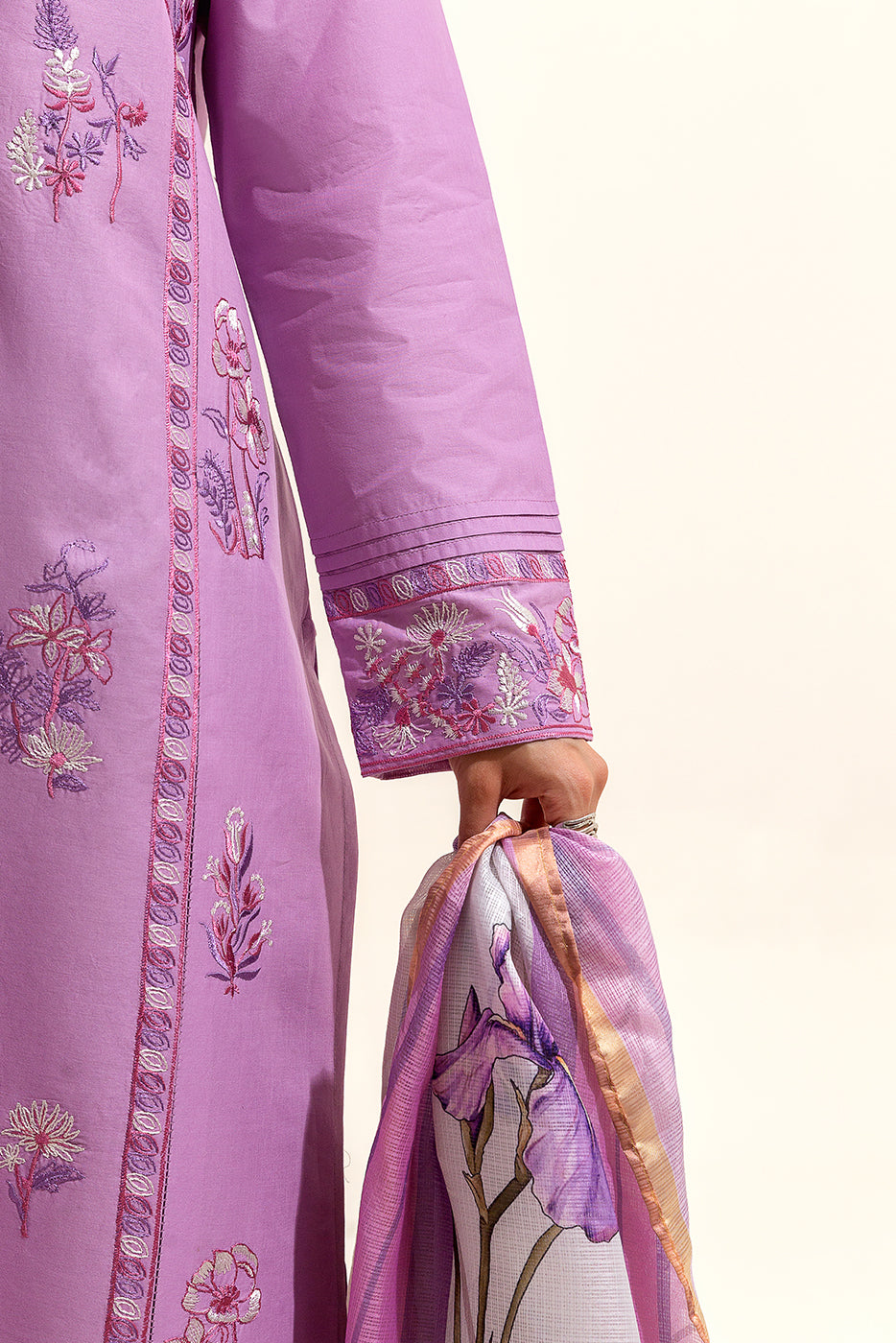 2 Piece Embroidered Lawn Suit-Taffy Orchid (Unstitched)
