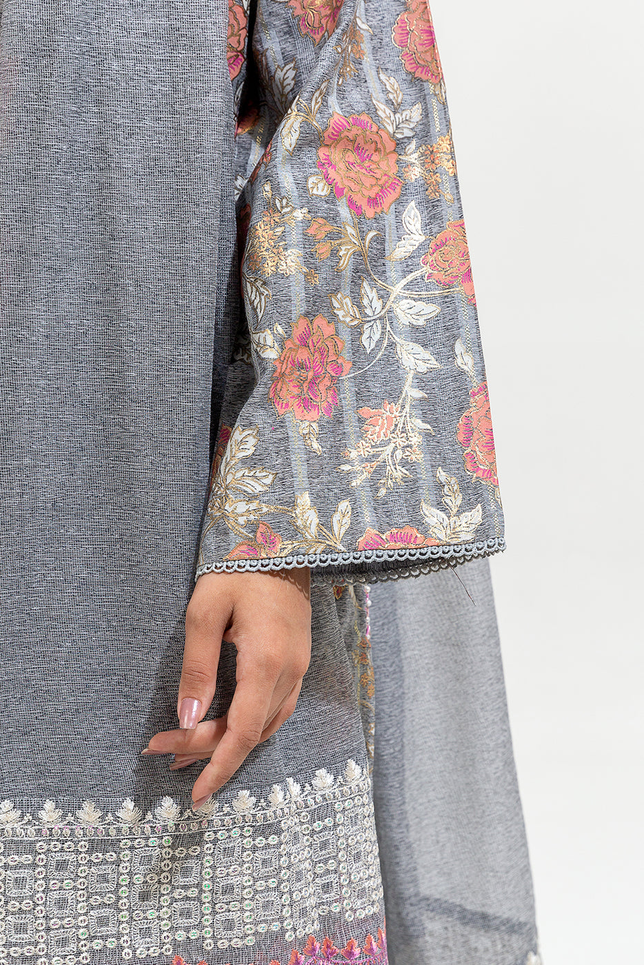 3 Piece Printed Jacquard Suit (Luxury-Pret)