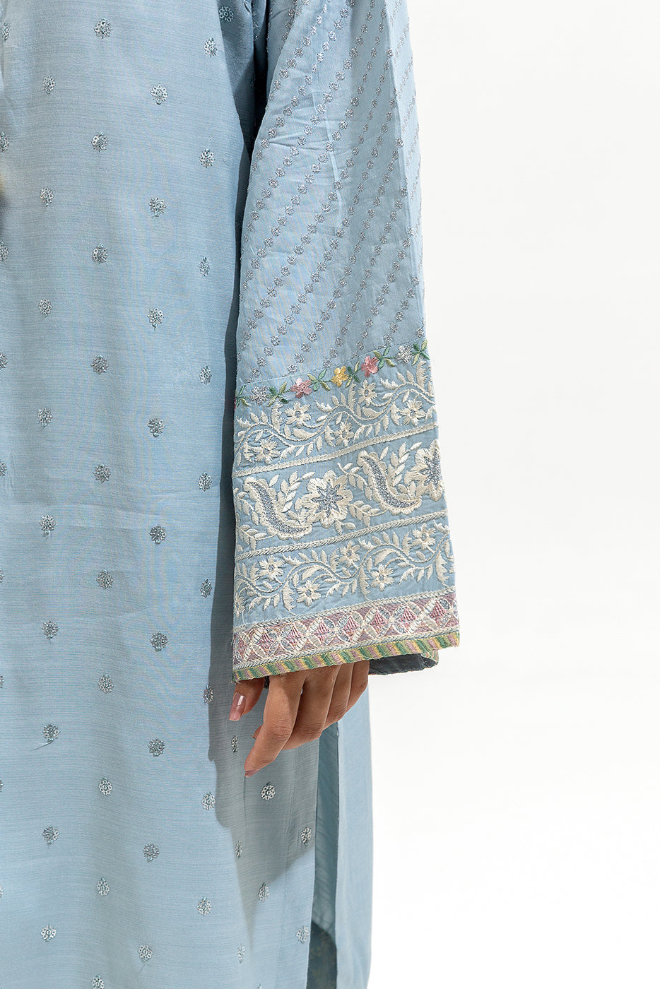 2 Piece Embroidered Slub Suit (Luxury-Pret)