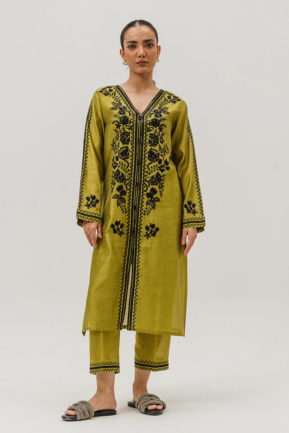 2 Piece Embroidered Two Tone Suit (Luxury-Pret)