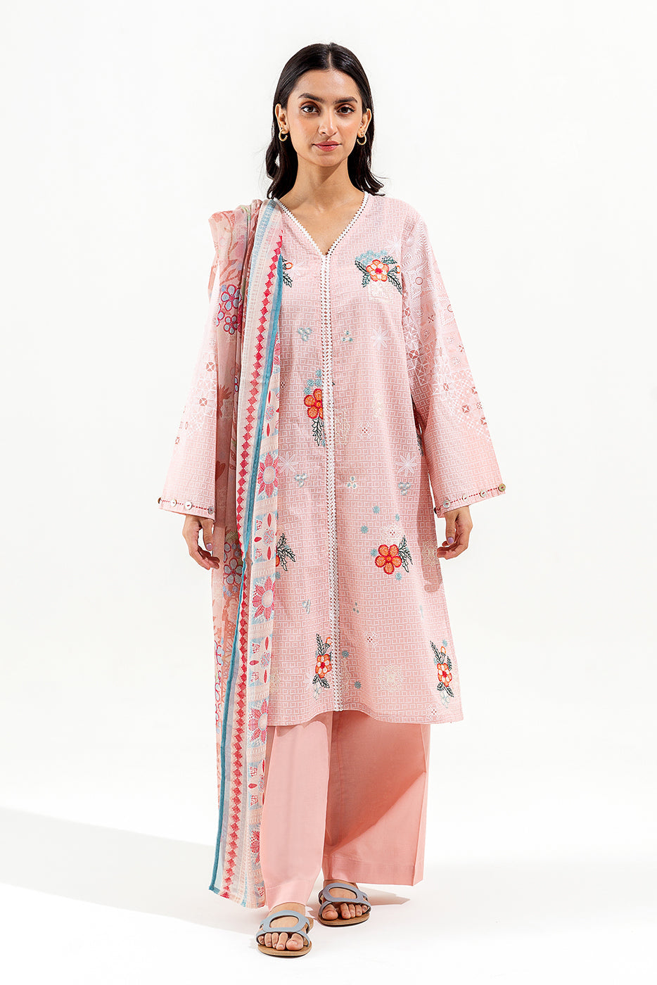3 Piece Embroidered Lawn Suit (Pret)