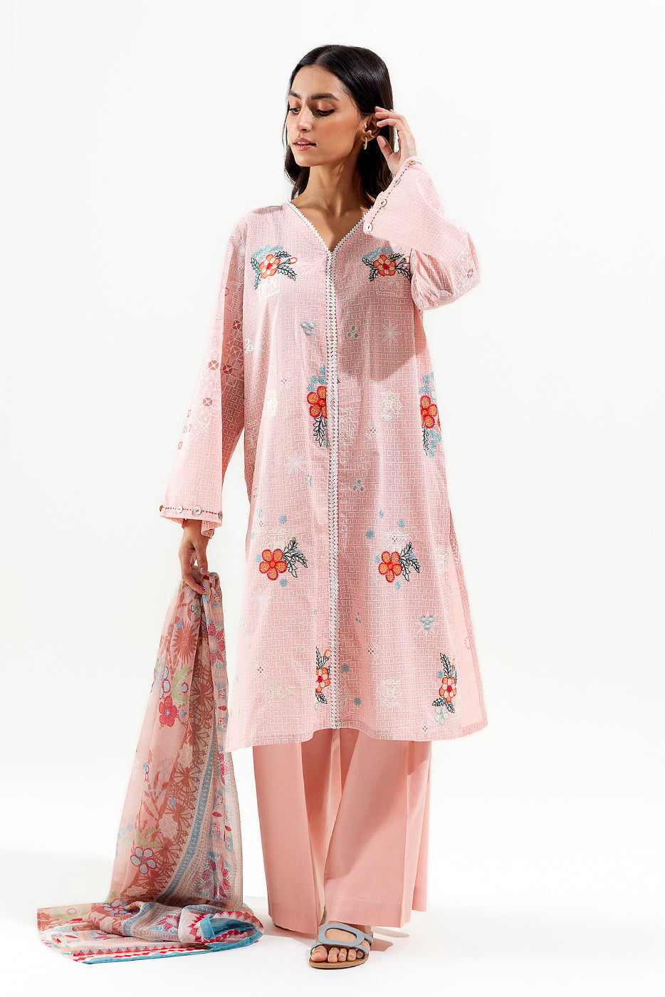3 Piece Embroidered Lawn Suit (Pret)