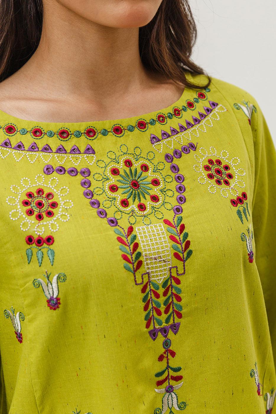 2 Piece Embroidered Multi Naps Suit (Pret)