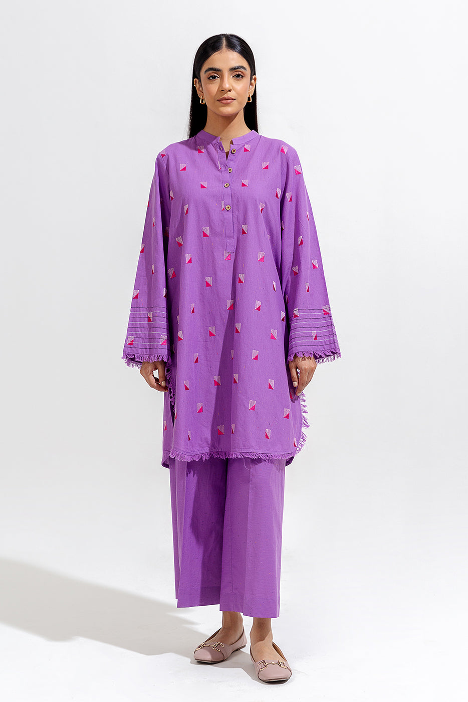 2 Piece Embroidered Multi Naps Suit (Pret)