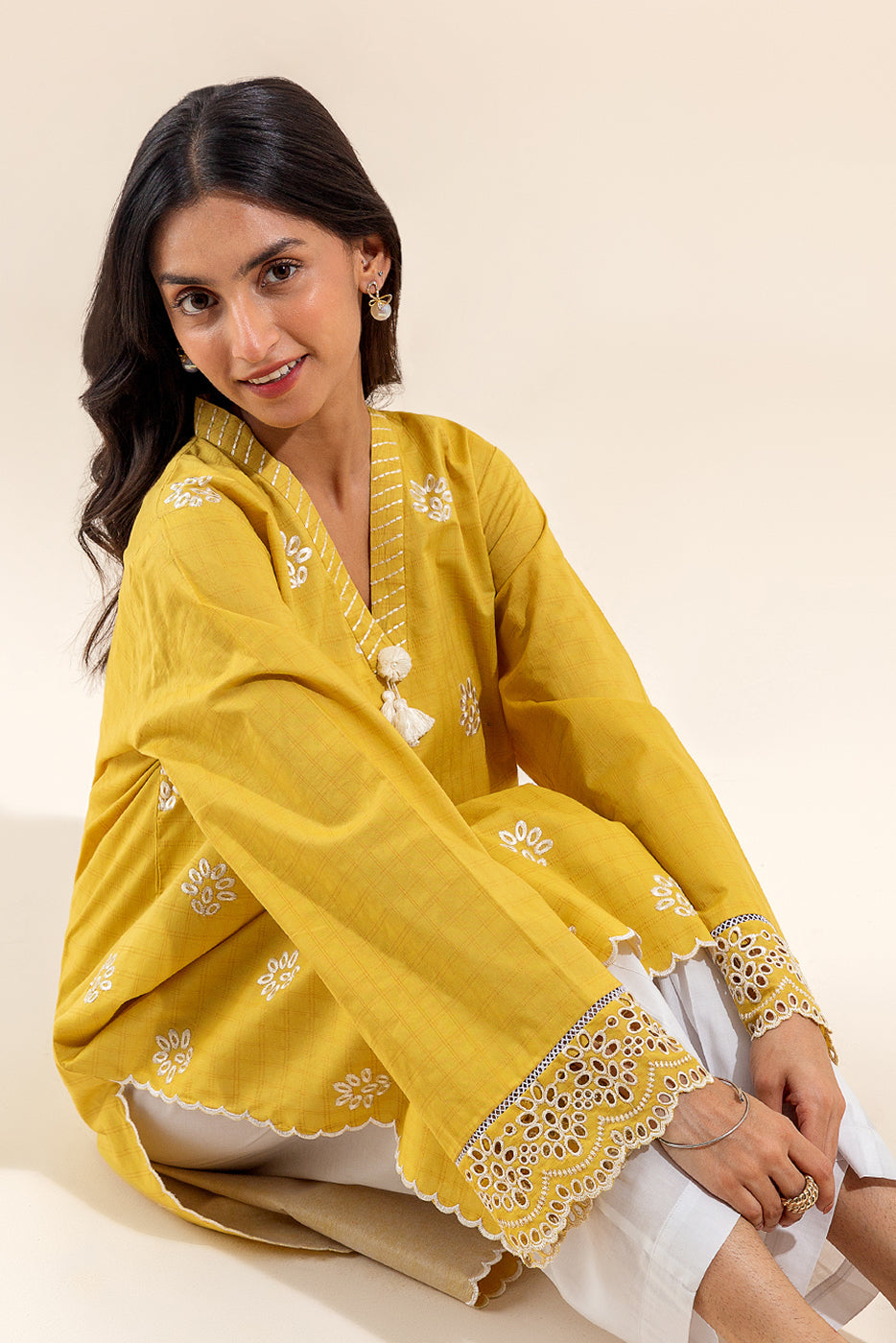 1 PIECE EMBROIDERED MISSURI  SHIRT-AMBER RADIANCE (UNSTITCHED)
