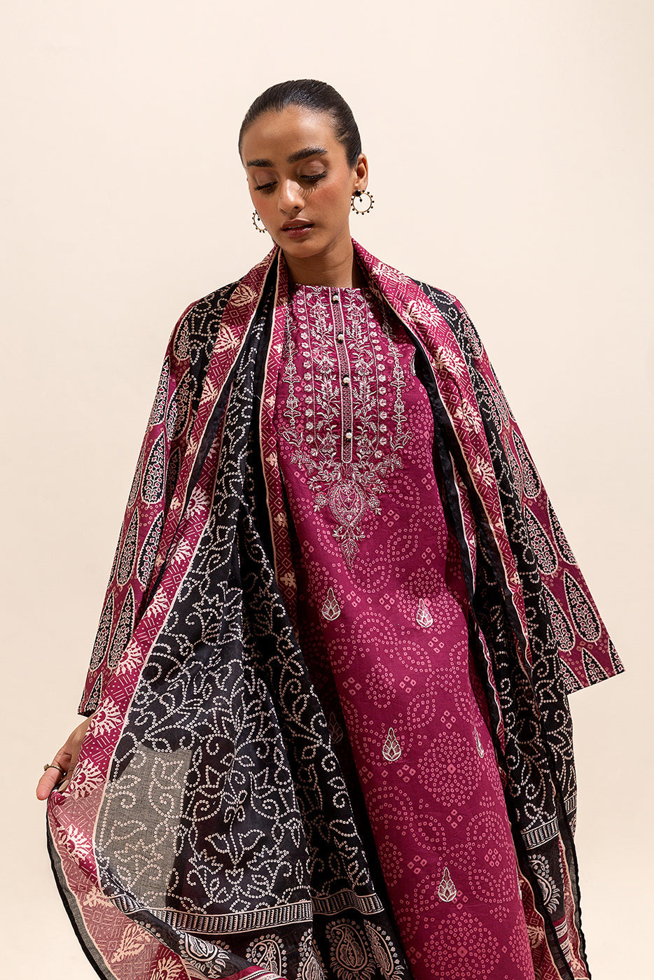 3 Piece Embroidered Lawn Suit-Mulberry Tribe (Unstitched)