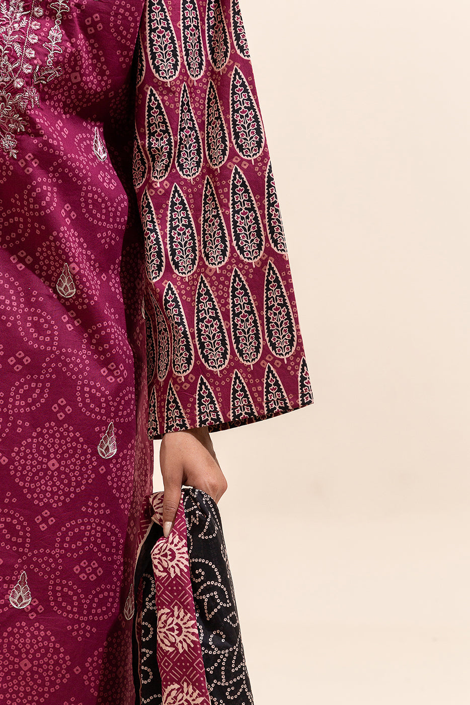 3 Piece Embroidered Lawn Suit-Mulberry Tribe (Unstitched)