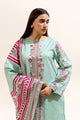 3 Piece Embroidered Lawn Suit-Turquoise Bloom (Unstitched)