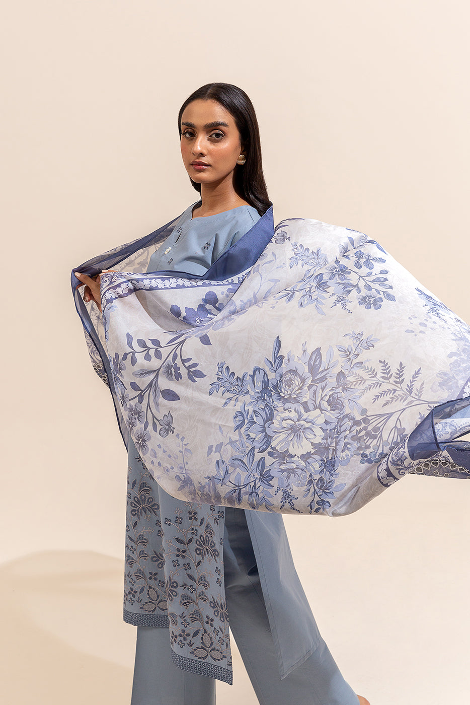 3 Piece Embroidered Lawn Suit-Fossil Muse (Unstitched)