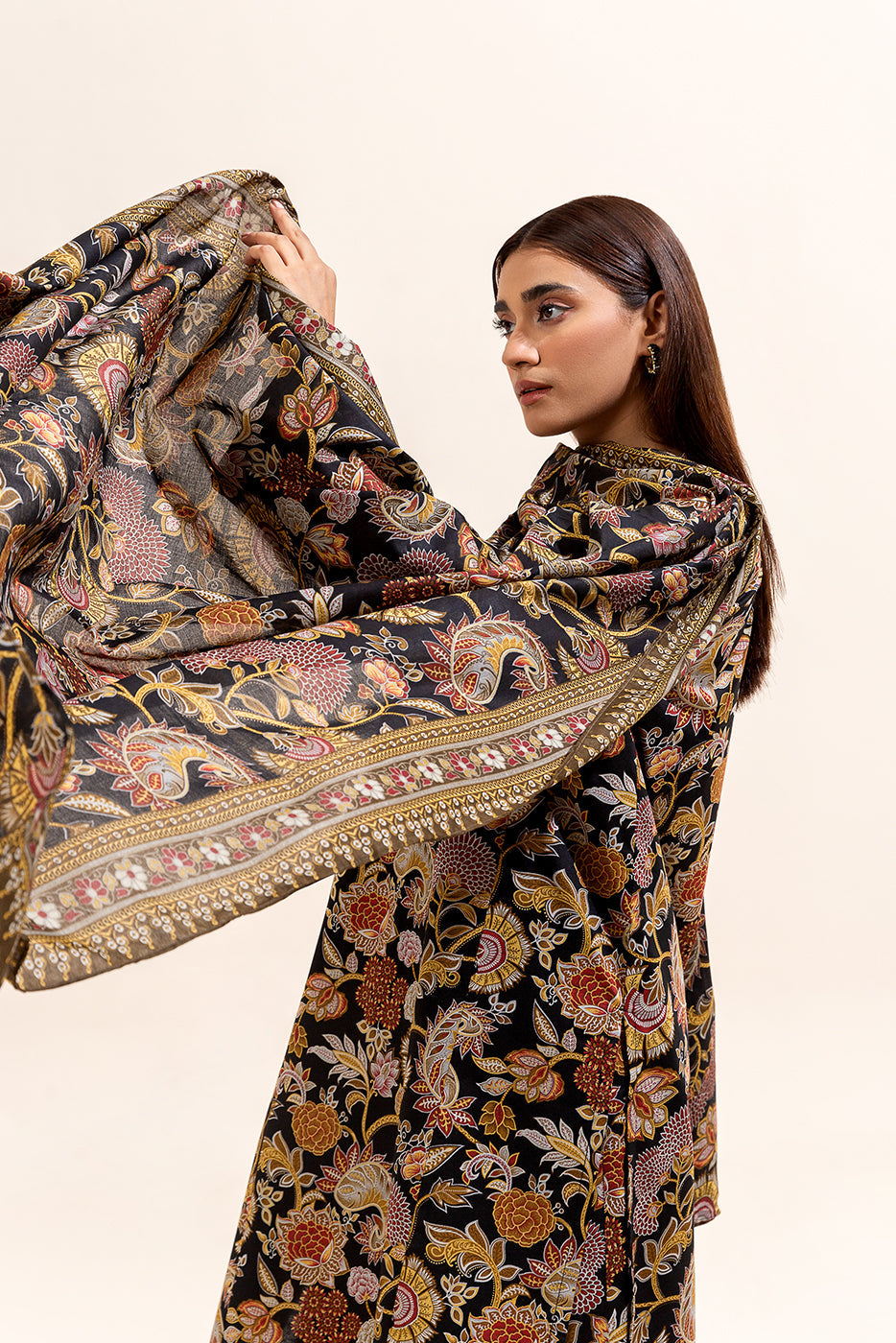 3 Piece Printed Lawn Suit-Ethnic Ink (Unstitched)