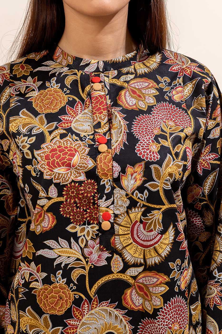 3 Piece Printed Lawn Suit-Ethnic Ink (Unstitched)