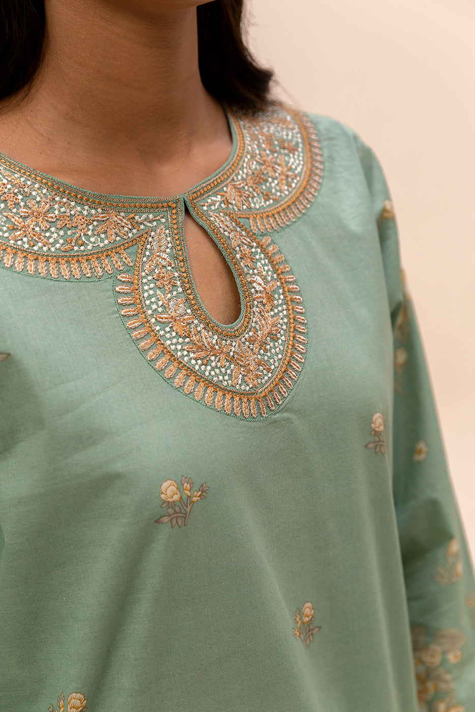 3 Piece Embroidered Lawn Suit-Aqua Verve (Unstitched)