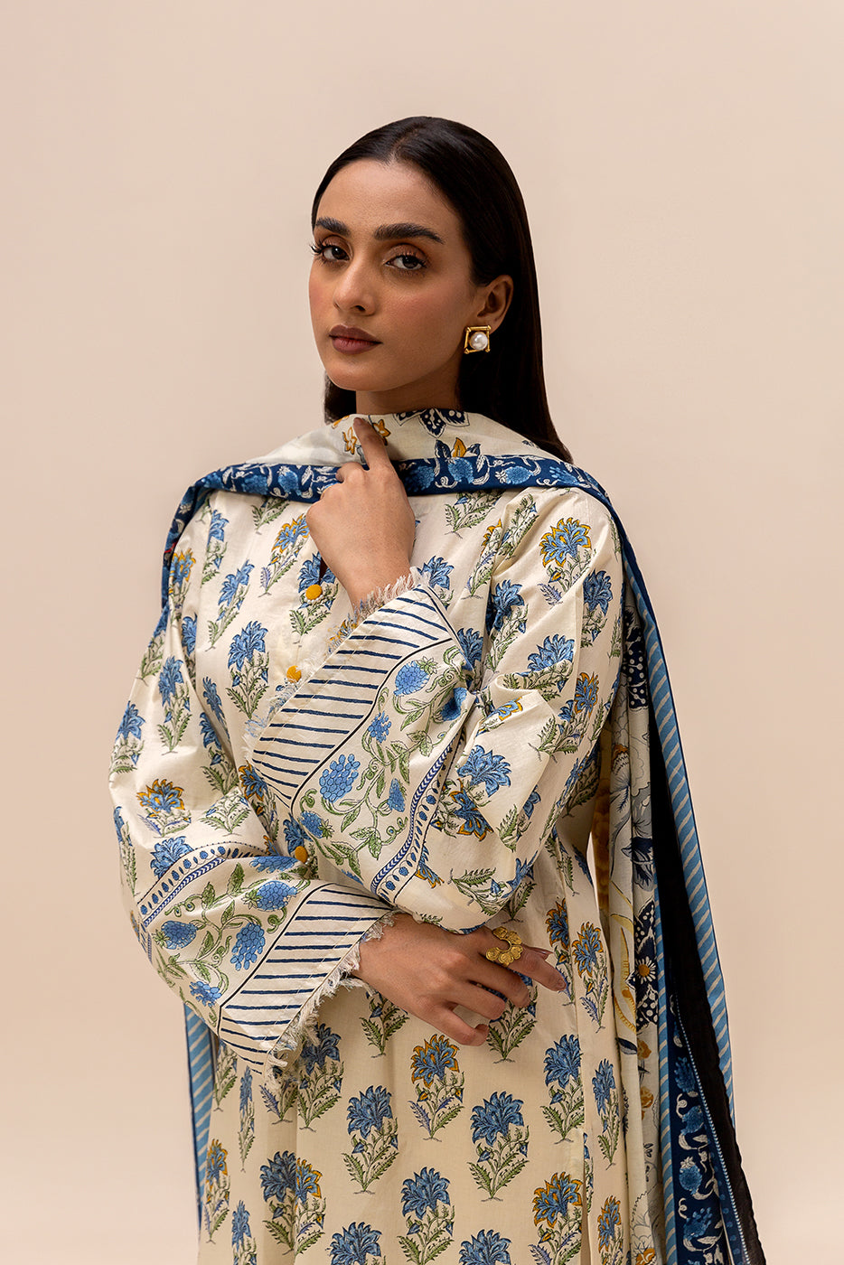 3 Piece Printed Lawn Suit-Pearl Muse (Unstitched)