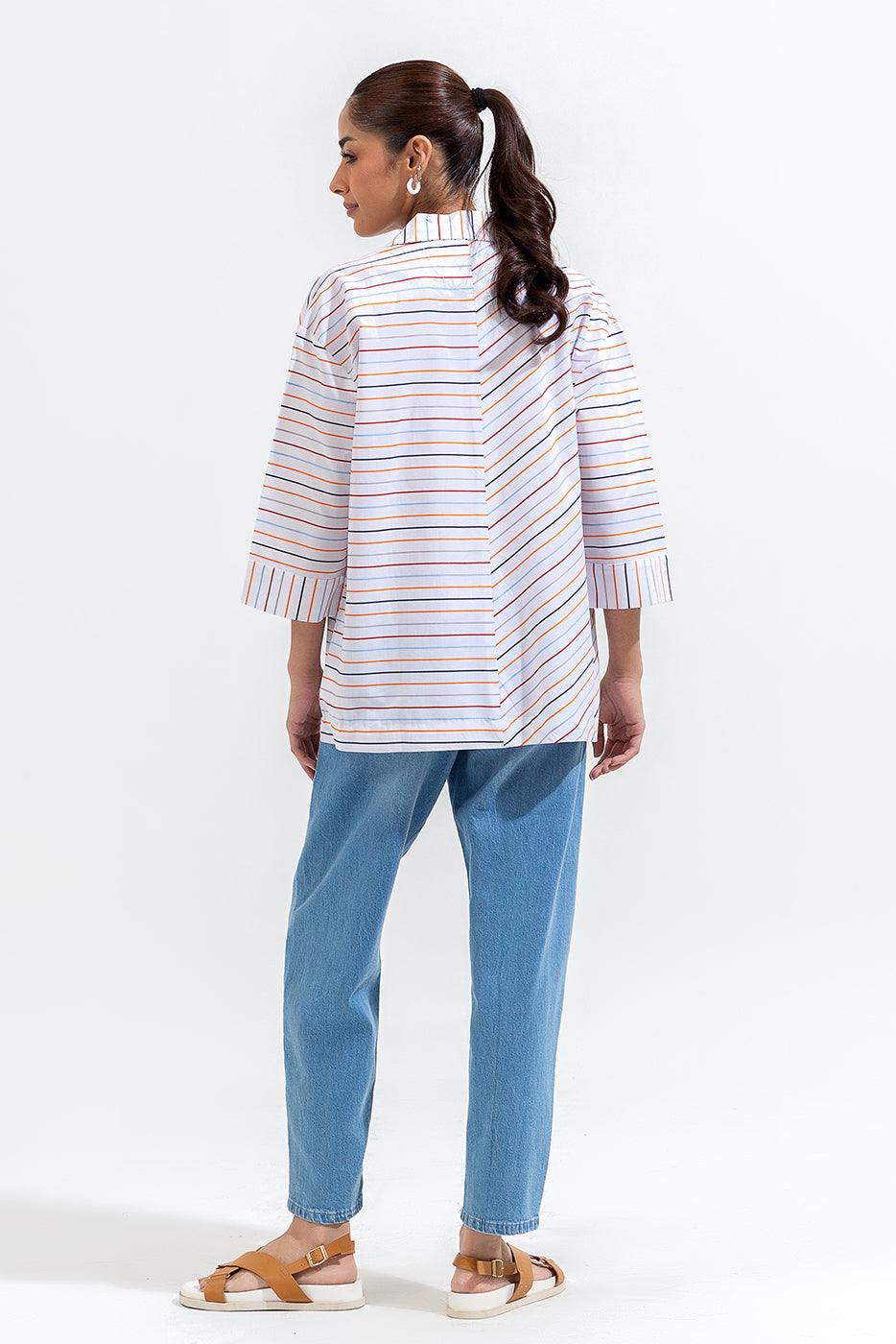 Multi Color Striped Collar Shirt