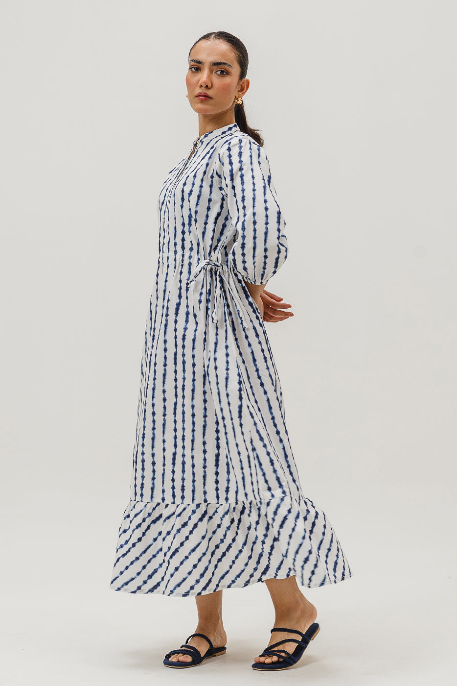 Printed Band Collar Dress