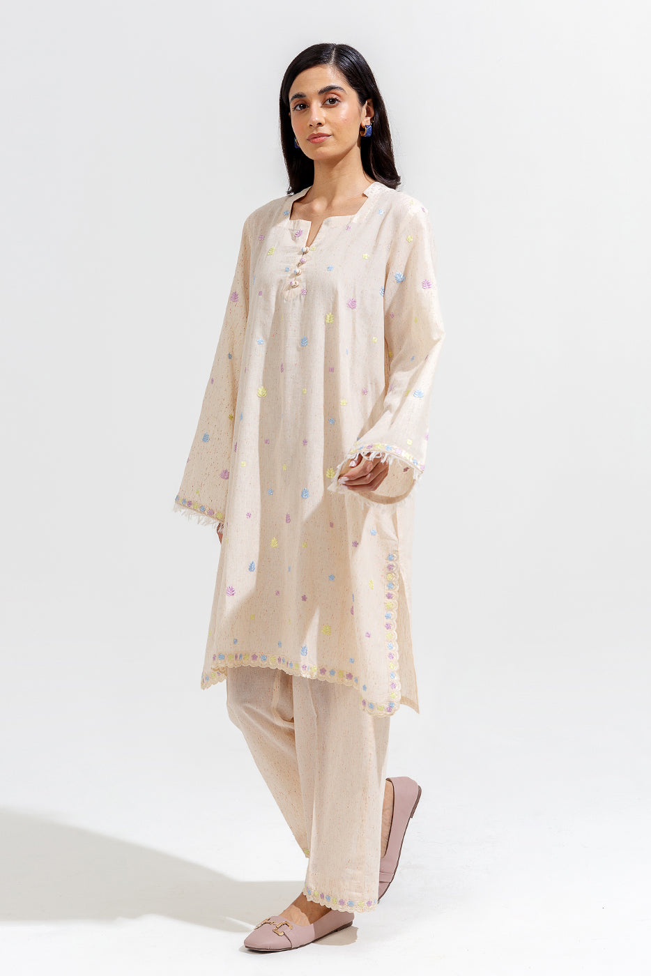 2 Piece Embroidered Multi Naps Suit (Pret)