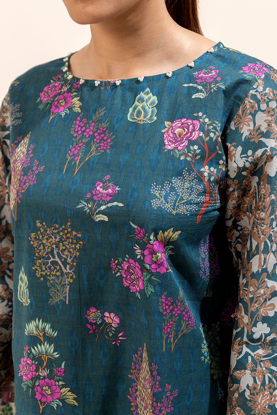 3 Piece Printed Lawn Suit-Aegean Weft (Unstitched)