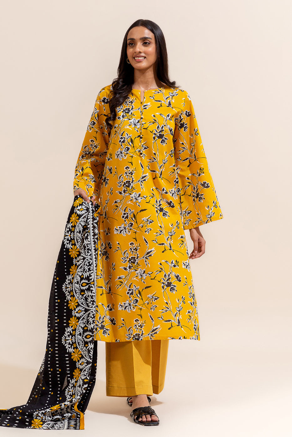 3 Piece Printed Lawn Suit-Sunbeam (Unstitched)