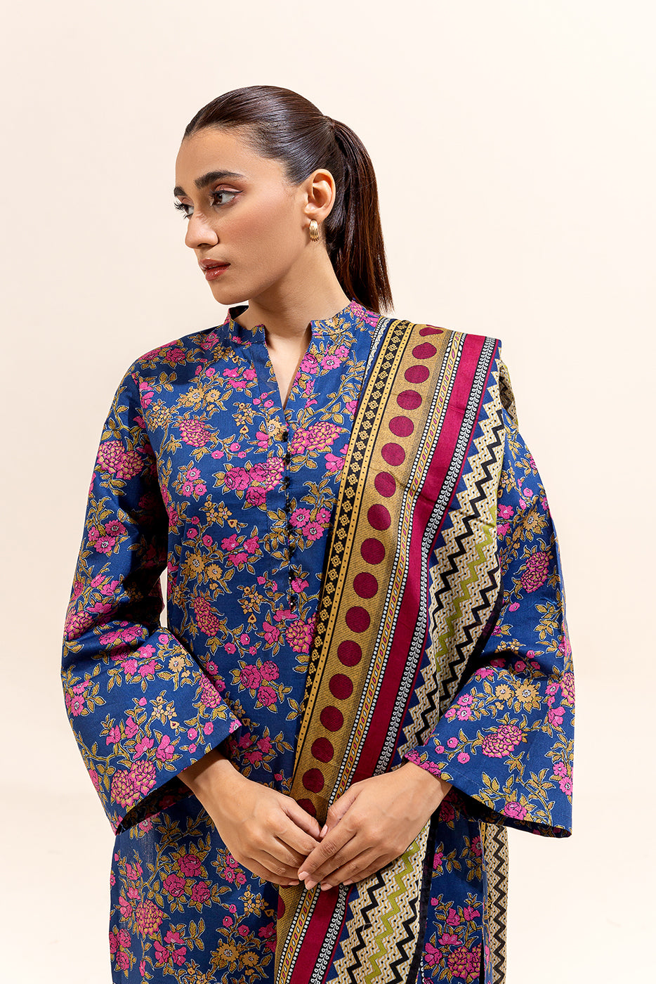 3 Piece Printed Lawn Suit-Lapis Gardenia (Unstitched)