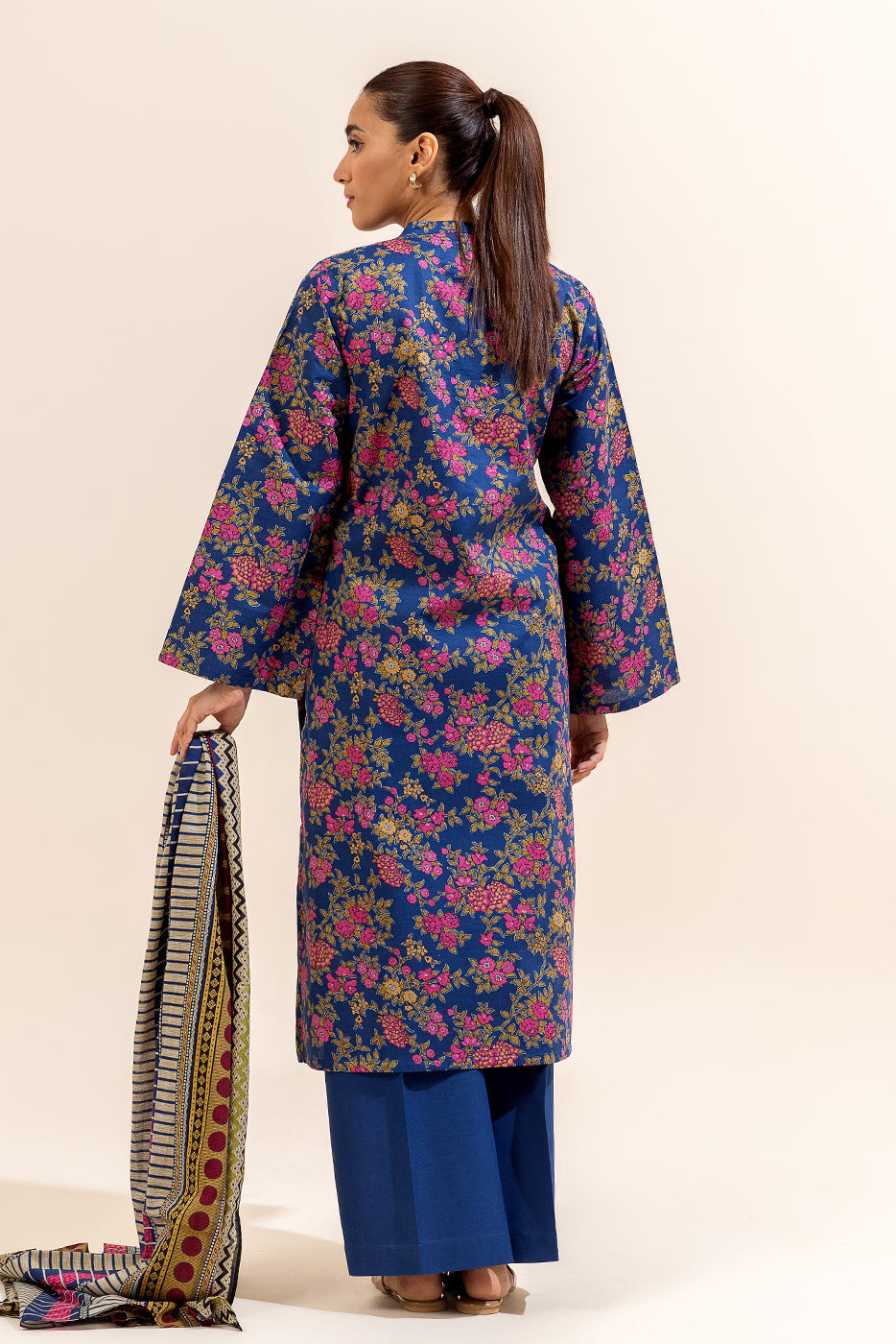 3 Piece Printed Lawn Suit-Lapis Gardenia (Unstitched)