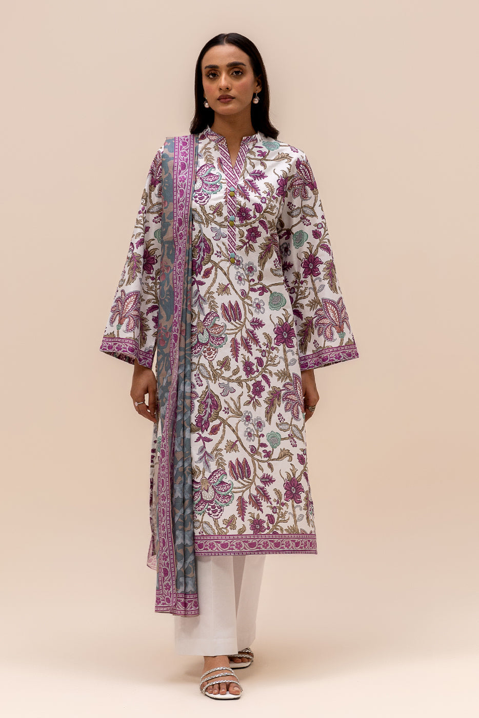 3 Piece Printed Lawn Suit-Purple Bliss (Unstitched)