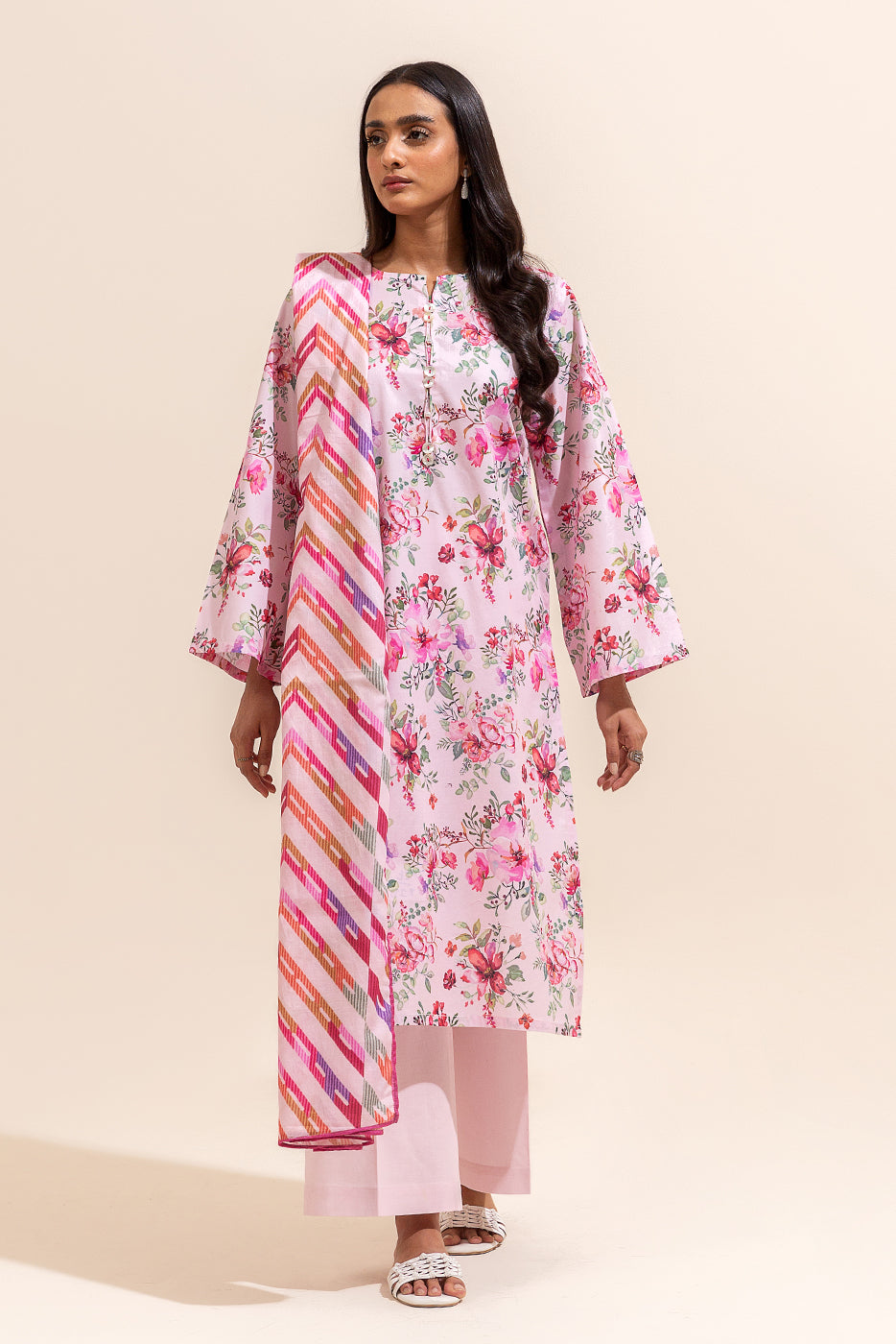 3 Piece Printed Lawn Suit-Divine Rose (Unstitched)