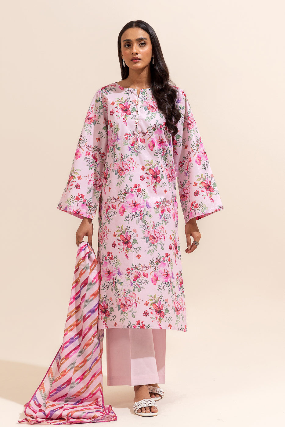 3 Piece Printed Lawn Suit-Divine Rose (Unstitched)