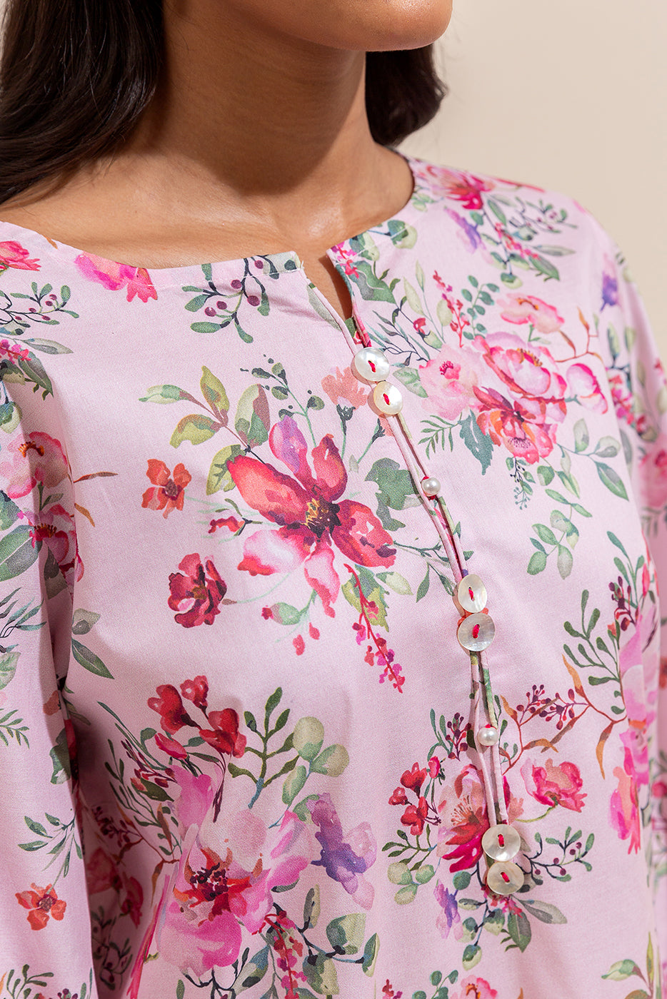 3 Piece Printed Lawn Suit-Divine Rose (Unstitched)