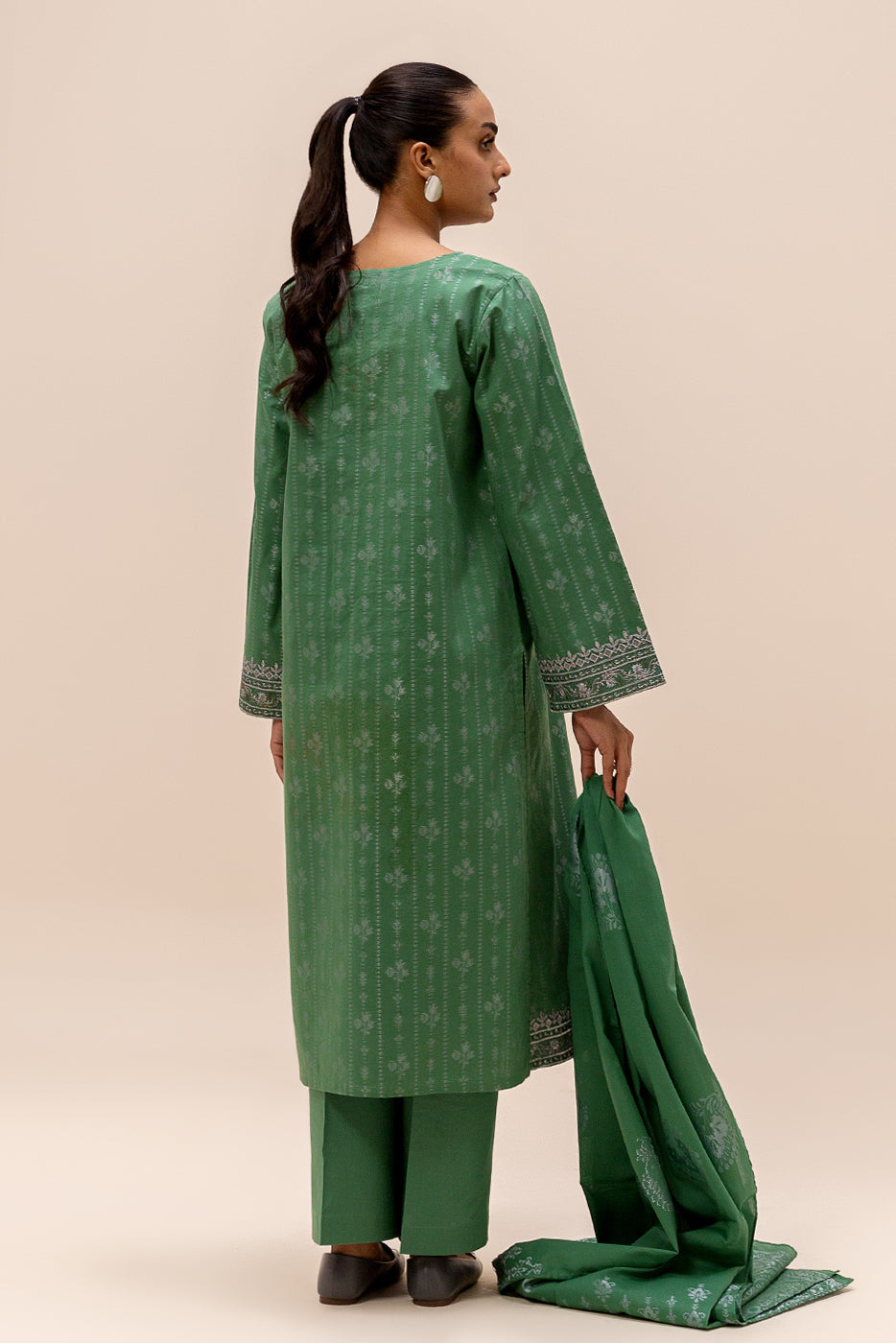 3 Piece Embroidered Jacquard Suit-Verdant Glam (Unstitched)