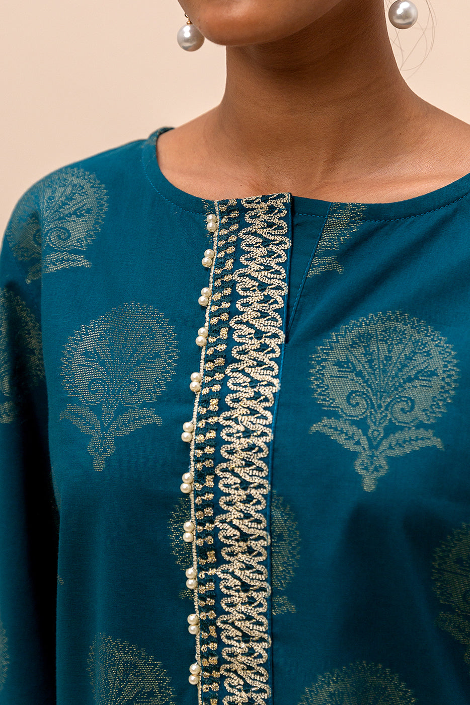 3 Piece Embroidered Jacquard Suit-Midnight Leaf (Unstitched)