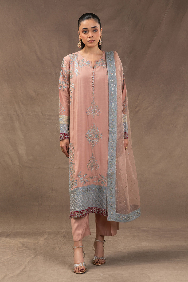 Embroidered Raw Silk Shirt (Luxury Pret)