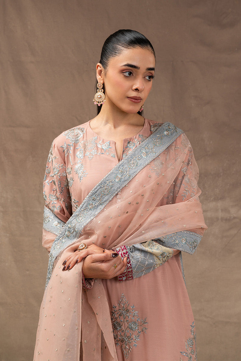 3 Piece Embroidered Raw Silk Suit (Luxury Pret)
