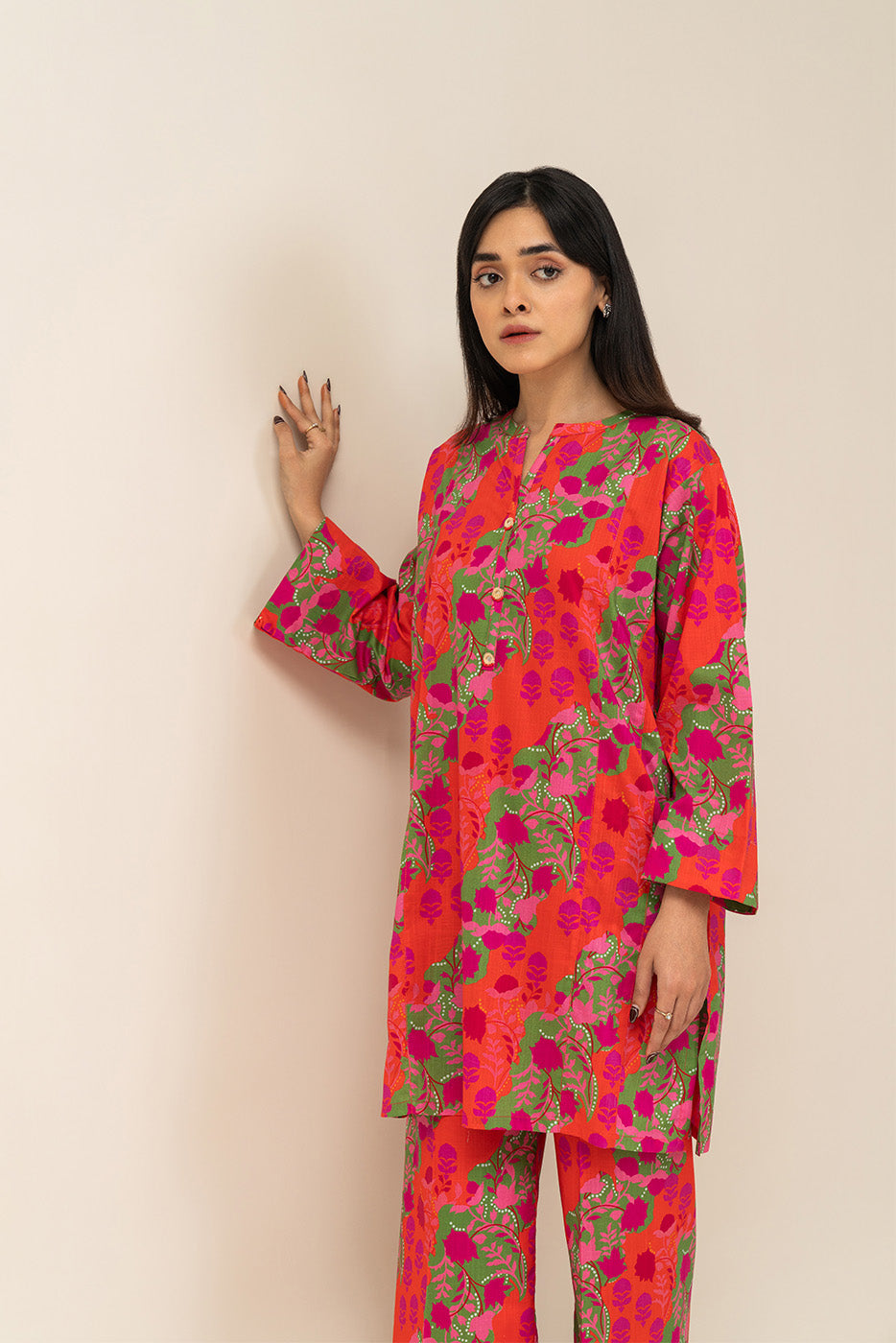 2 Piece Printed Two Way Slub Suit (Pret)