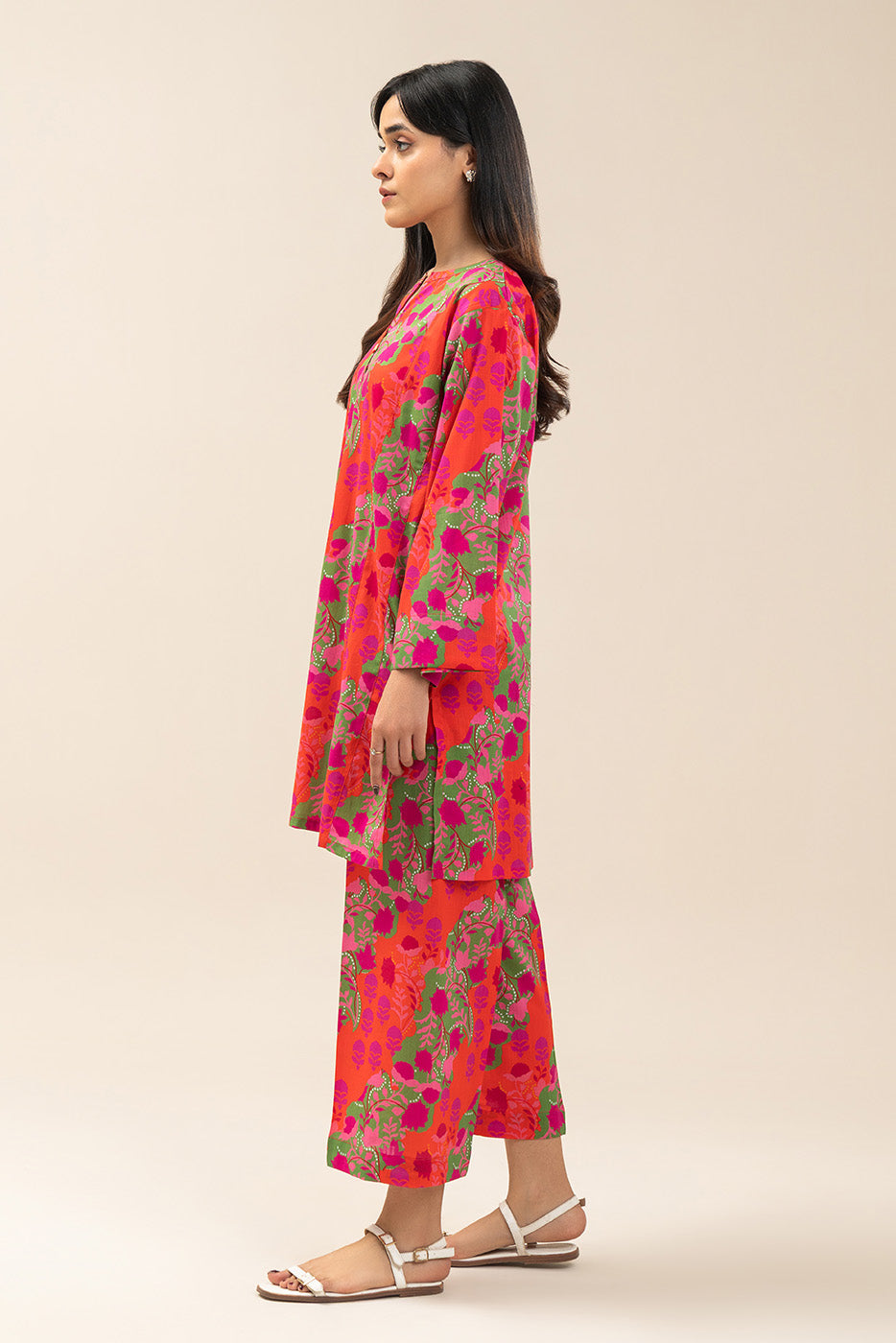 2 Piece Printed Two Way Slub Suit (Pret)