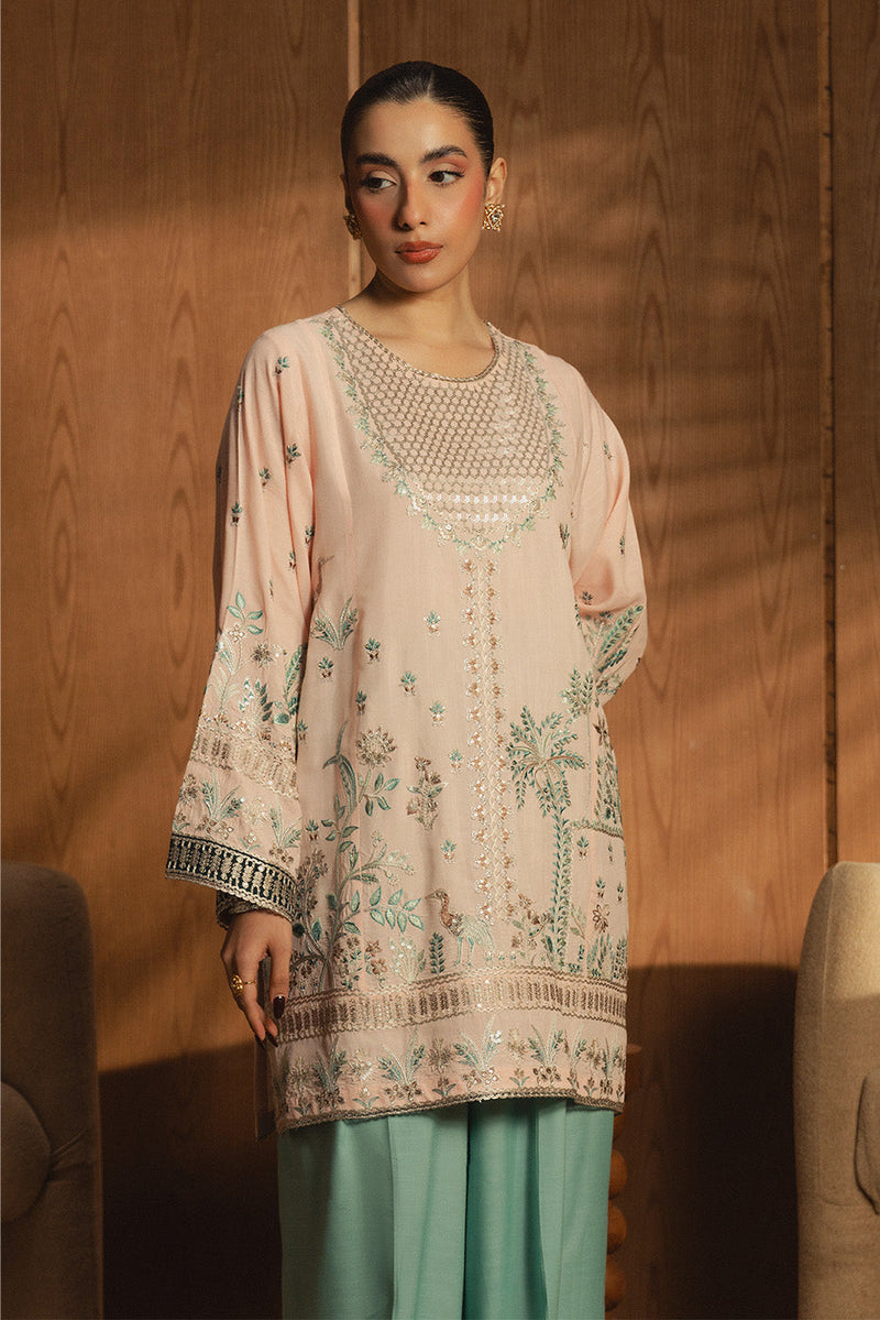 2 Piece Embroidered Raw Silk Suit (Luxury-Pret)