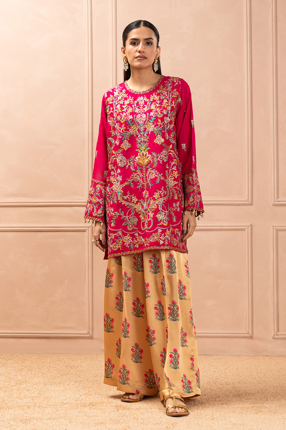 PRINTED PLEATED PANTS