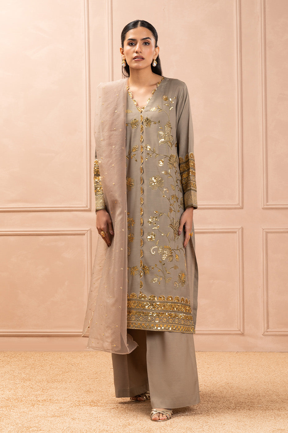 3 PIECE EMBROIDERED RAW SILK SUIT (LUXURY PRET)