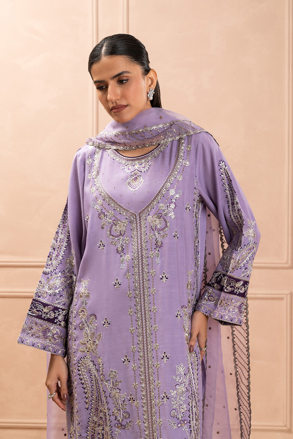 3 PIECE EMBROIDERED RAW SILK SUIT (LUXURY PRET)