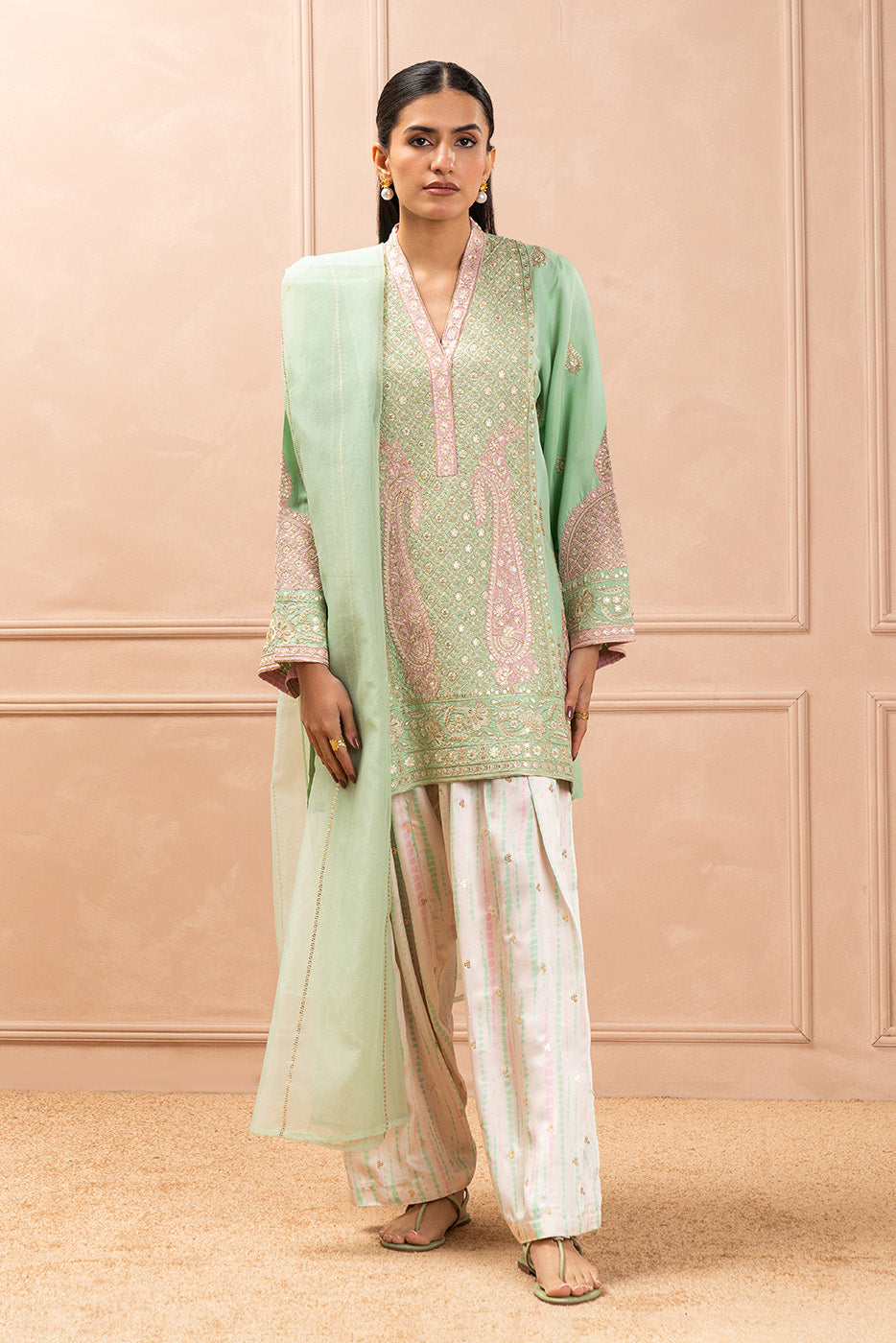 3 PIECE EMBROIDERED RAW SILK SUIT (LUXURY PRET)