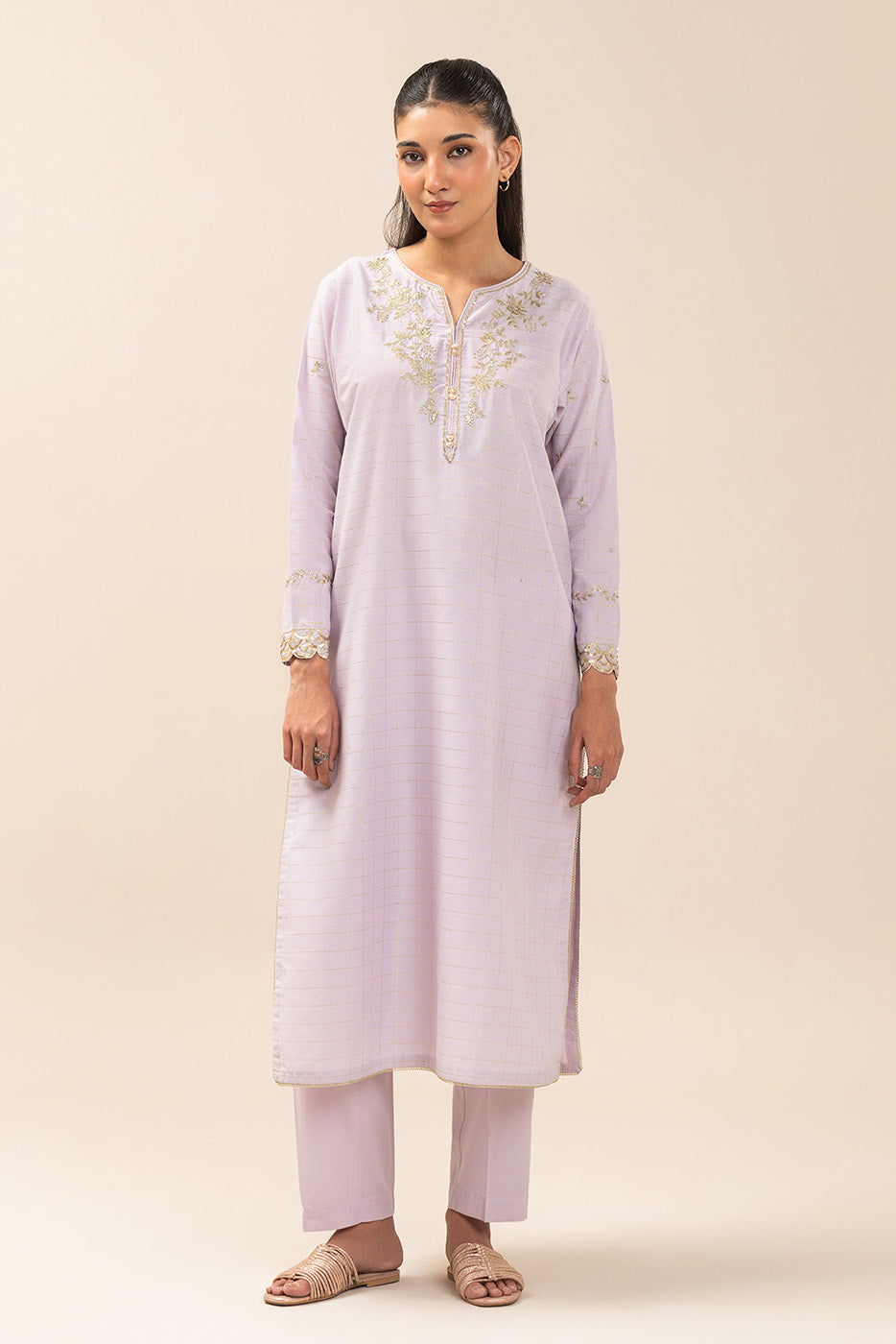 2 PIECE BASIC YARN DYED LUREX SUIT (PRET)