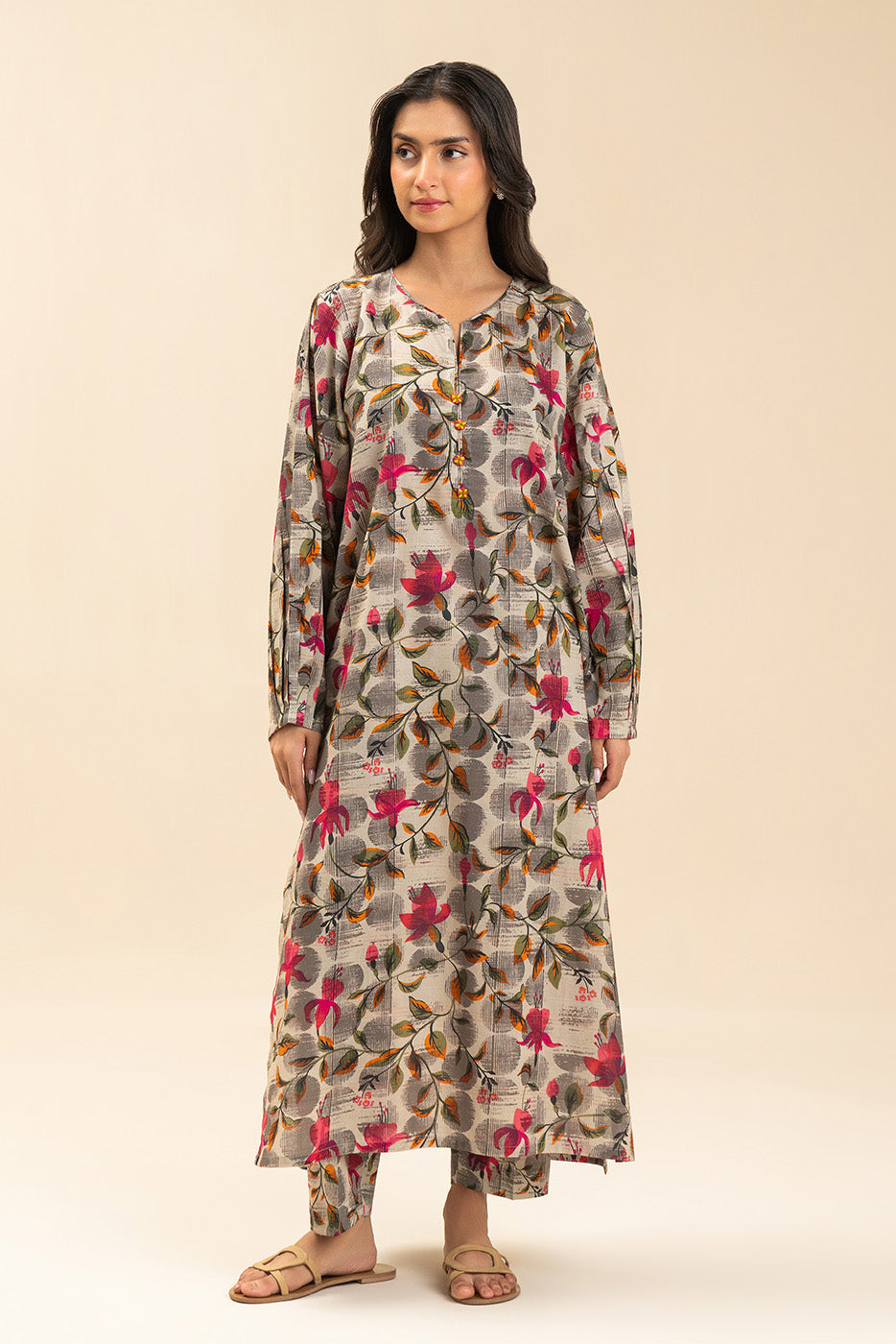 2 PIECE PRINTED LUREX LAWN SUIT (PRET)