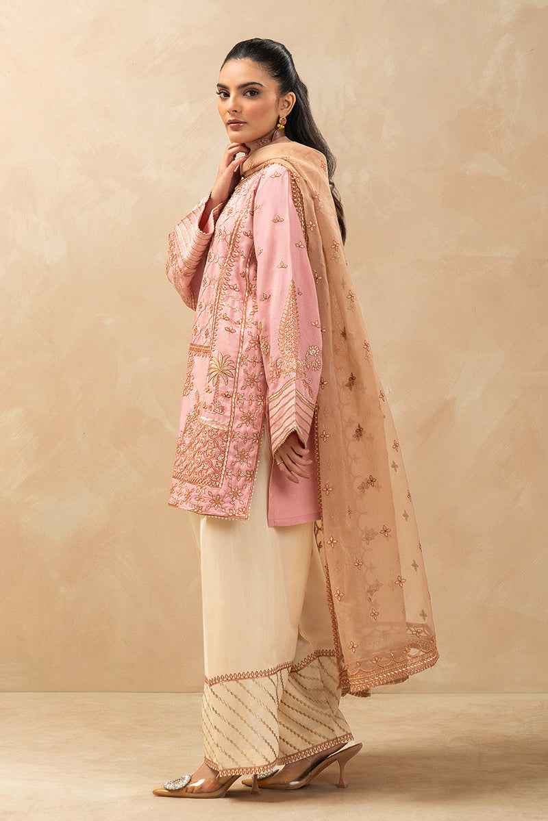 3 Piece Embroidered Raw Silk Suit (Luxury-Pret)