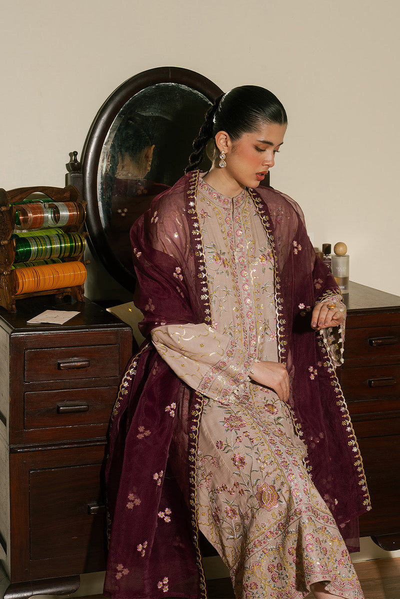 3 Piece Embroidered Raw Silk Suit (Luxury-Pret)