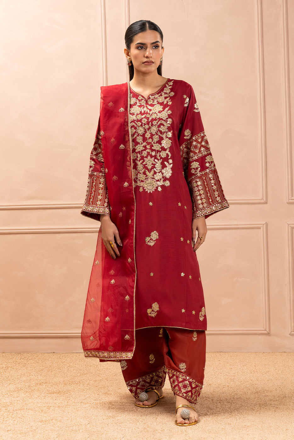3 PIECE EMBROIDERED RAW SILK SUIT (LUXURY PRET)