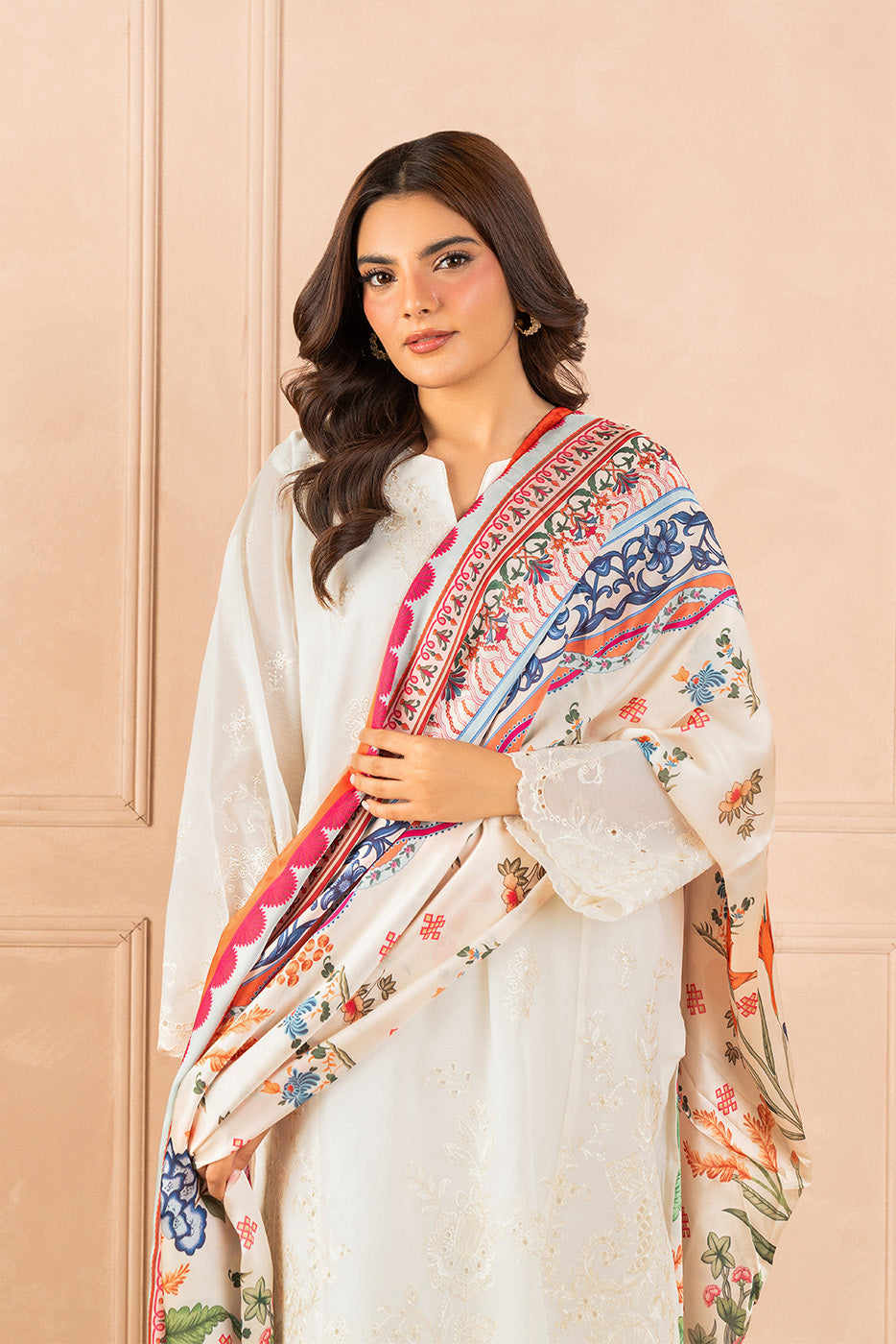 2 PIECE EMBROIDERED PAPER COTTON SUIT (LUXURY PRET)