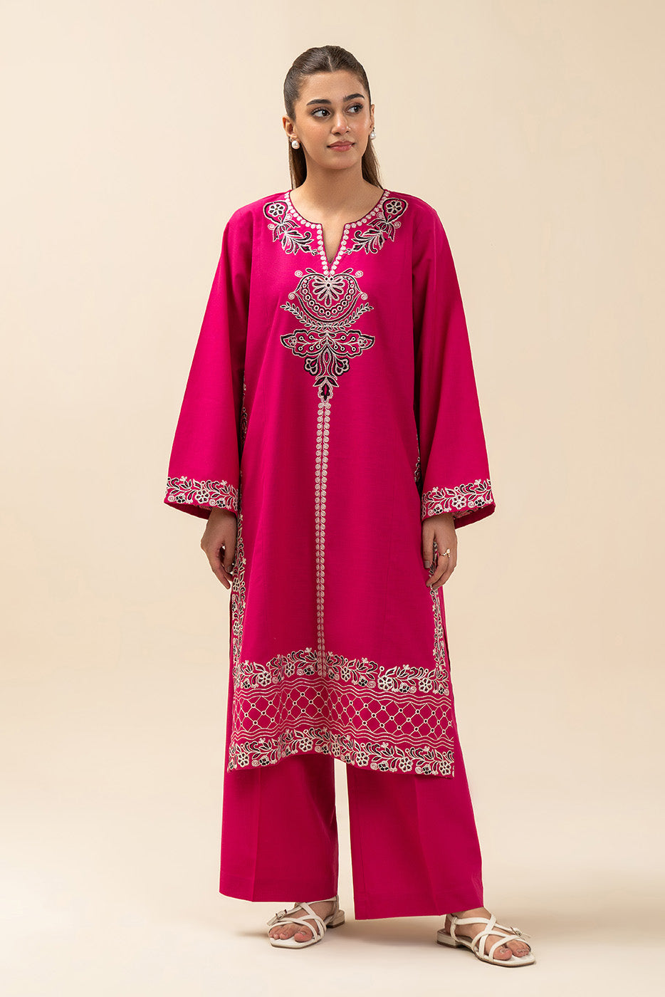 2 PIECE EMBROIDERED CD SLUB SUIT (PRET)