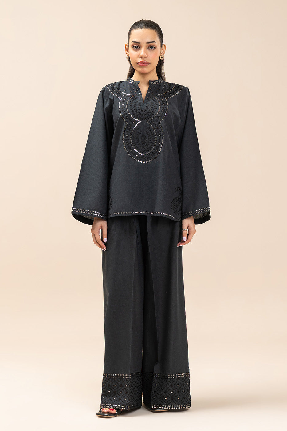 EMBROIDERED SLUB SHIRT (FLOW)