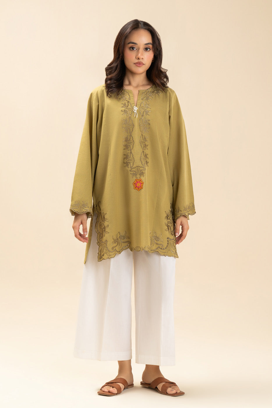 SOLID SLUB BLOUSE (FLOW)