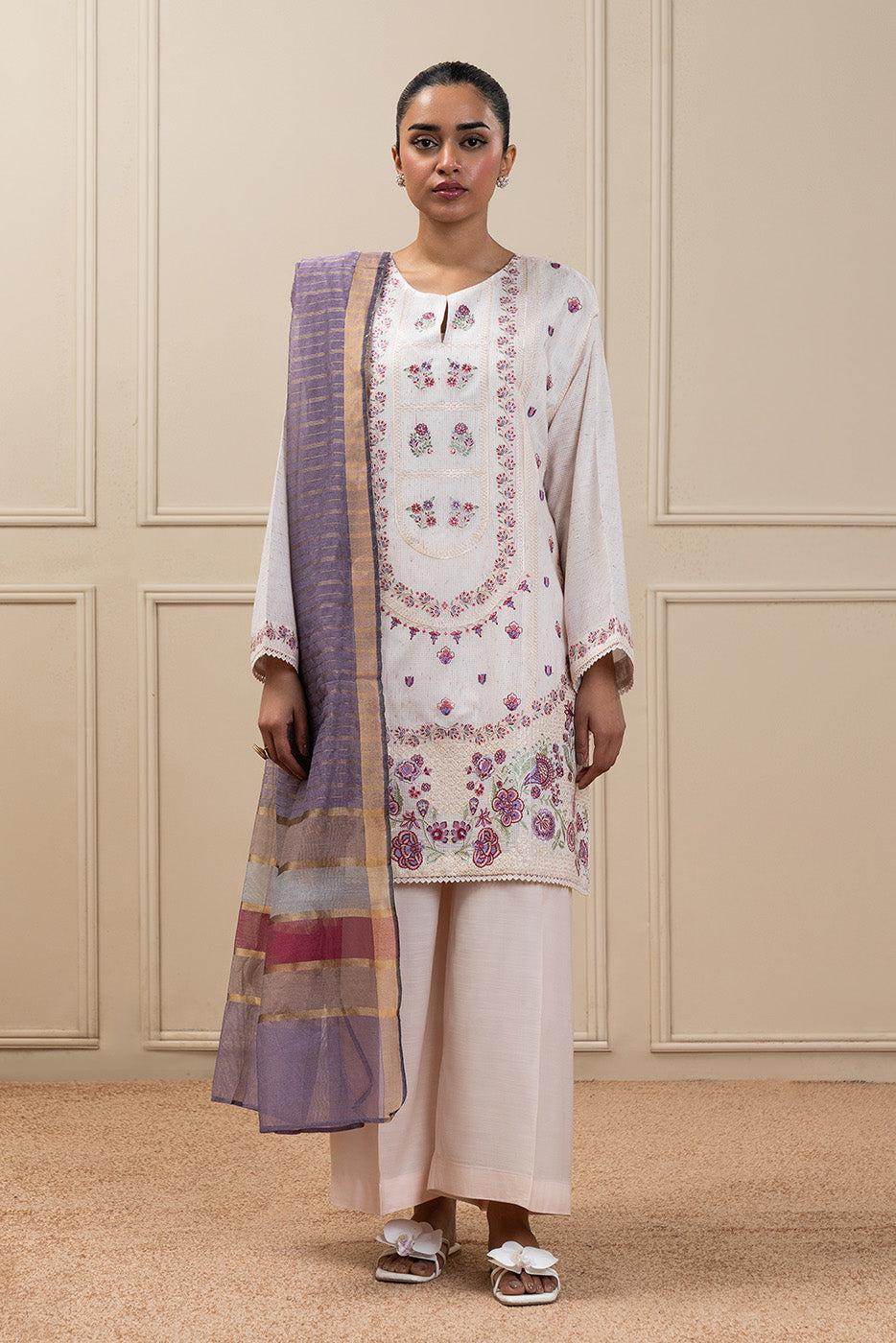 3 PIECE EMBROIDERED MULTI NEPS NET SUIT (HIGH CASUAL)